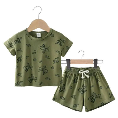 Summer Kids Clothes Boys Outfit Set Cartoon Print Cotton Short Sleeve Tops Shorts 2 Pcs Fashion Children Clothing 1-3 Years