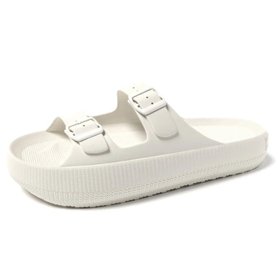 Women's Slippers Fashion Thick Sole Double Buckle Sandals Men Pool Beach Garden Quick Dry Open Toe Indoor Outdoor Shoes