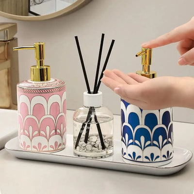 Luxury Ceramic Soap Dispenser Colorful Painted Lightweight Soap Pump Bottle Refillable Empty Liquid Lotion Dispenser Home