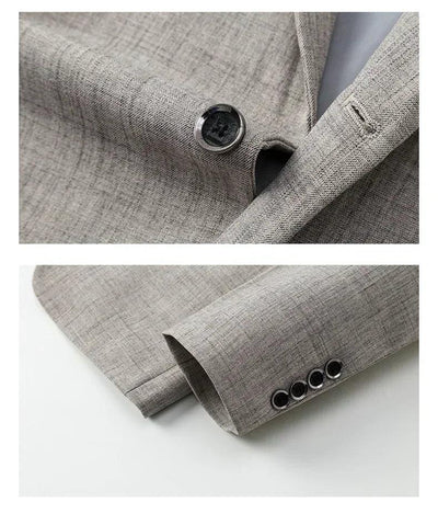 Spring Autumn Men's Blazer Luxury Plaid Jacquard Casual Suit Jacket Gray Blue Beige Loose Male Coat Costume Homme
