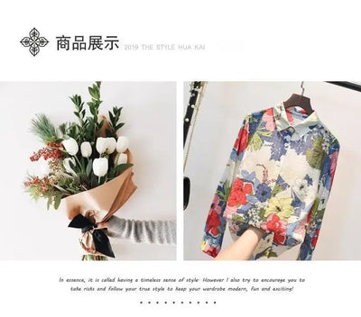 Spring Autumn Cotton Linen Casual Fashion Floral Print Shirt Ladies Loose All-match Sweet Blouse Femme Comfortable Top Women