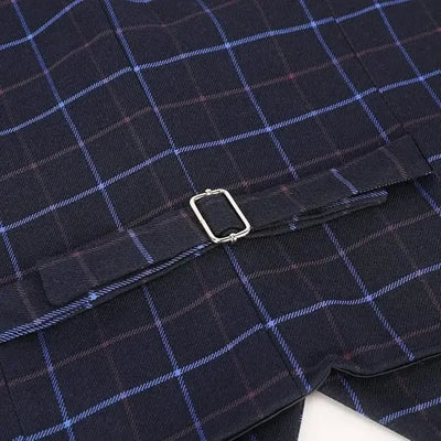  Men's Suit Checked Men's Suit Slim Fit 3-Piece Suits for Business Wedding