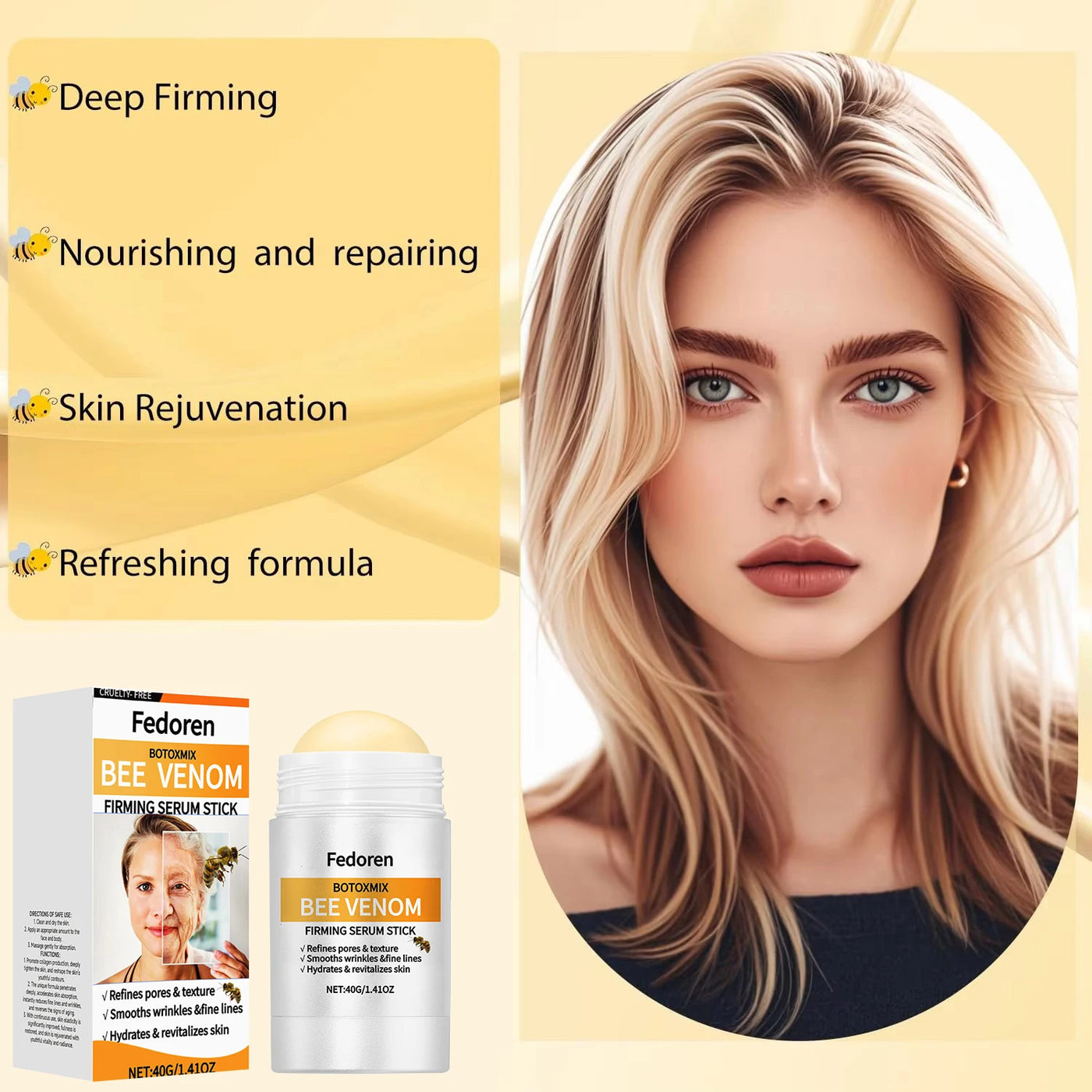 40g Bee Venom Firming Cream Stick Anti-Aging Face Serum Lifting Tightening Serum Skin Firming Cream Reduces Wrinkles Fine Lines