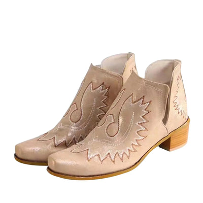 Women Boots Flower Embroidered Cowboy Boots Platform Winter Warm Ankle Casual Shoes Botas Mujer Comfortable Shoes