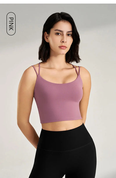 Women's sexy yoga undershirt Outdoor beautiful back training clothes Fashion sling bra Sports underwear With Coasters