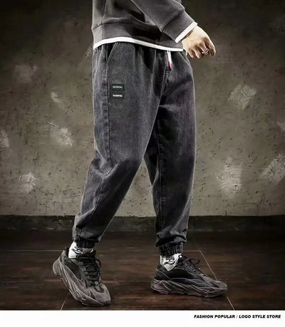 Spring Designer Fashion Men Jeans Retro Black Gray Vintage Casual Denim Harem Pants Ripped Jeans Men Wide Leg Taper Men Jeans