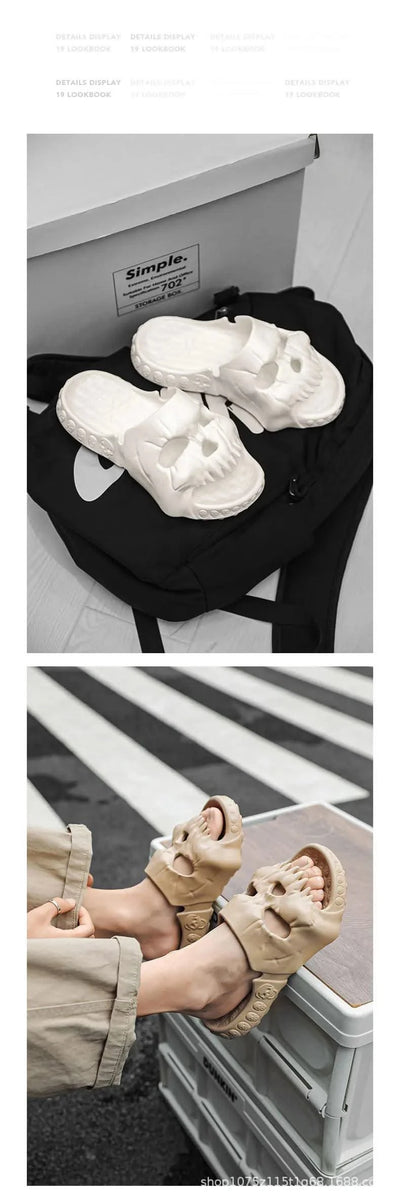 Platform Skull Slippers Demon Home Cloud Summer Beach Sandal Slides Y2k Flip Flops Men Male Soft House Shoes Flat Clapper Women