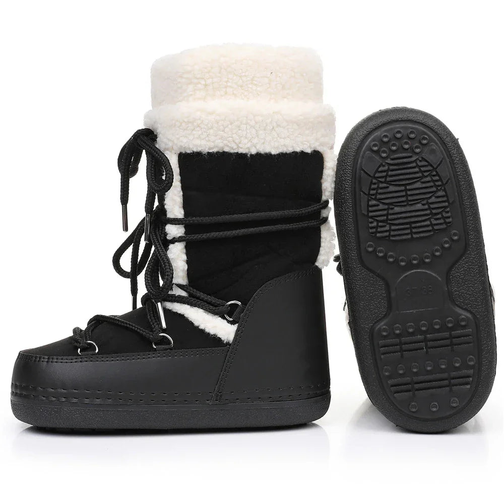Snow Boots for Women Hairy Fuzzy Fluffy Furry Fur Boots 2025 Winter Boots for Women Waterprrof Pink Black White Fur Snow Boots