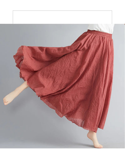 Fashion Cotton Linen Clothes Women Skirts Maxi Y2k Elegant Beach Saia Ropa Mujer Casual Vestido Boho Long Skirt Faldas Harajuku