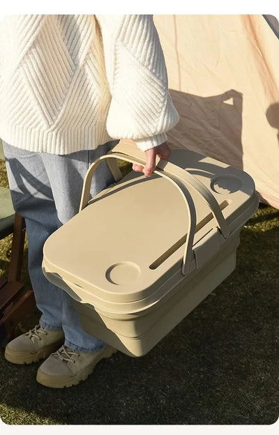 garden  Multi functional hand-held basket storage box for picnic, outdoor camping, picnic basket set, folding water bucket
