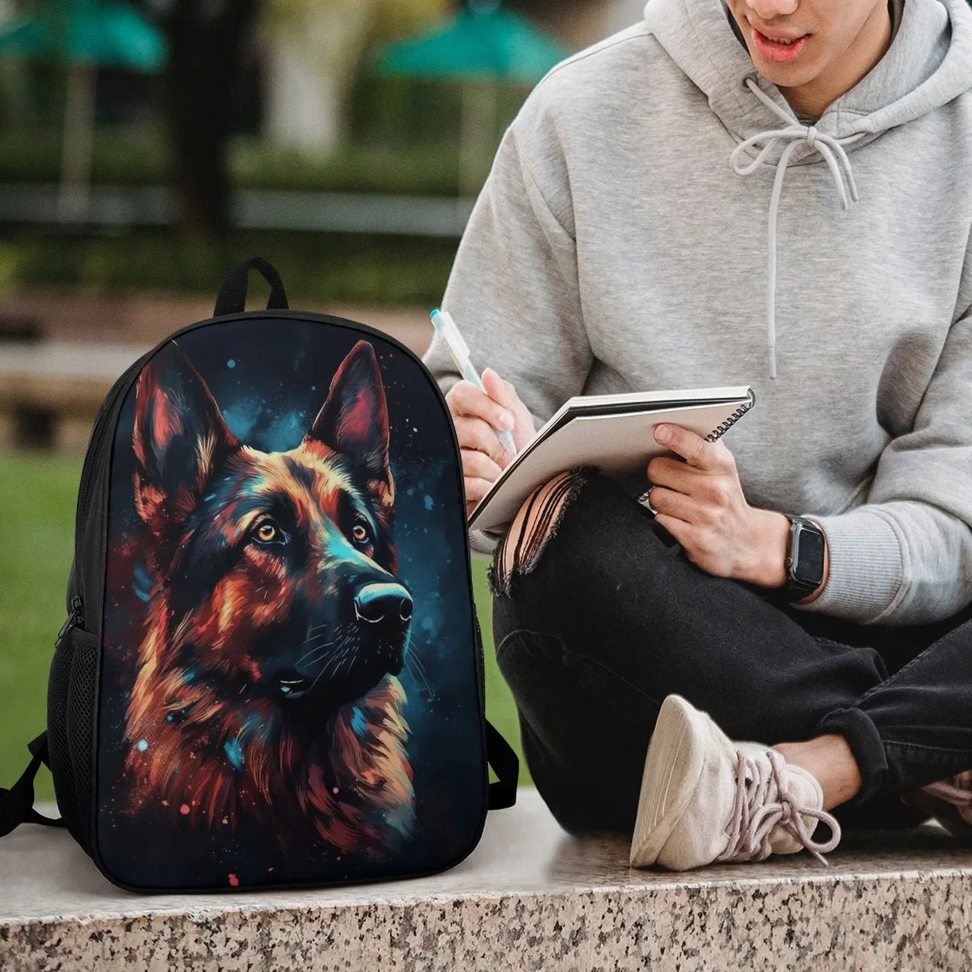 German Shepherd Galaxy art Backpack Printed School Backpacks For Teenagers Bags For Girls 17 Inch School Backpack Bag