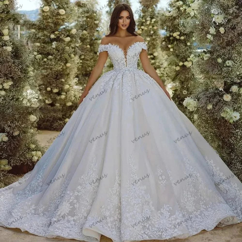 Wedding Dresses For Women Off The Shoulder Bridal Gowns Lace Robes Pretty
