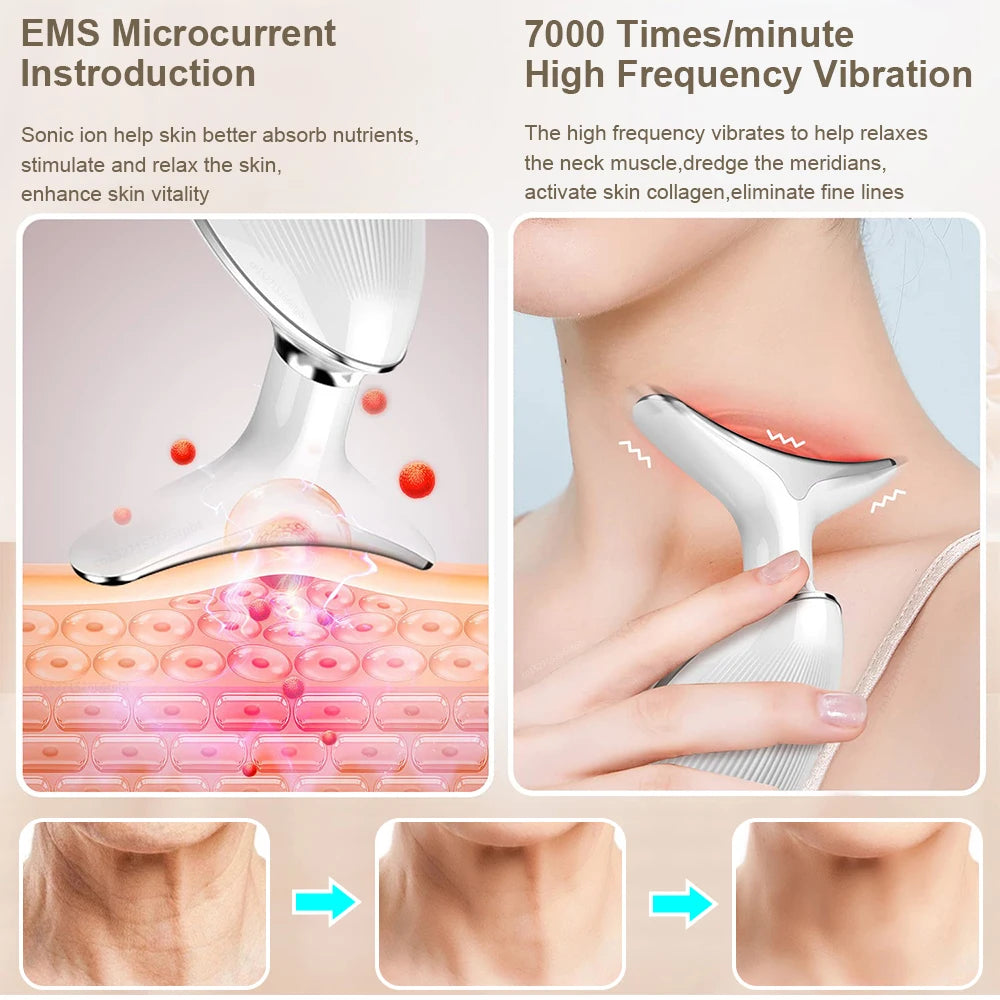 Neck Massager Multi-function to remove neck lines decree lines vibration hot beauty massager EMS electric neck instrument