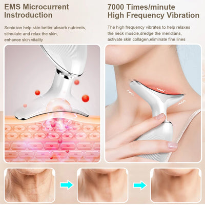 Neck Massager Multi-function to remove neck lines decree lines vibration hot beauty massager EMS electric neck instrument
