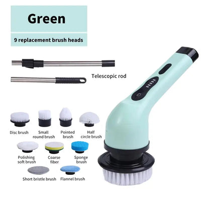 Electric Cleaning Brush 2-gear Electric Rotary Floor Scrubber Wireless Cordless 360 Adjust Extension Handle Home Cleaning Tools