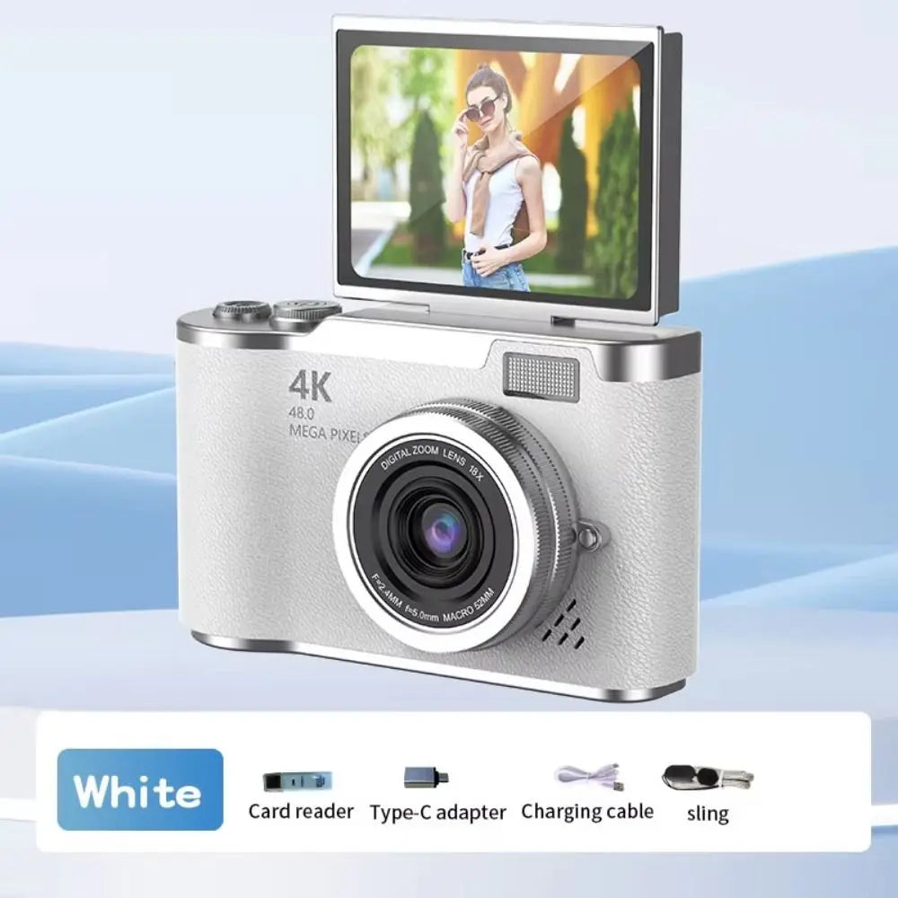 High-Definition HD Digital Camera 4K 48MP 8X Digital Zoom Video Camcorder CCD with Hanging Straps Flip Screen