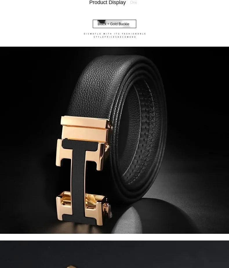 High Quality Alloy Buckle Genuine Real Leather Vintage H Automatic Buckle Belt for Men | Male