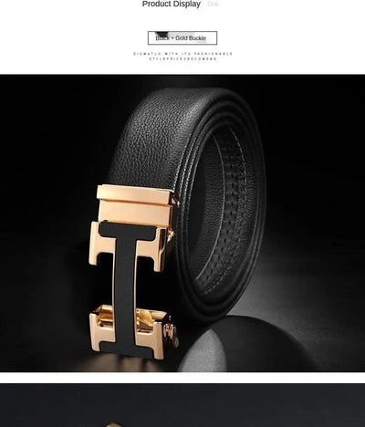 High Quality Alloy Buckle Genuine Real Leather Vintage H Automatic Buckle Belt for Men | Male