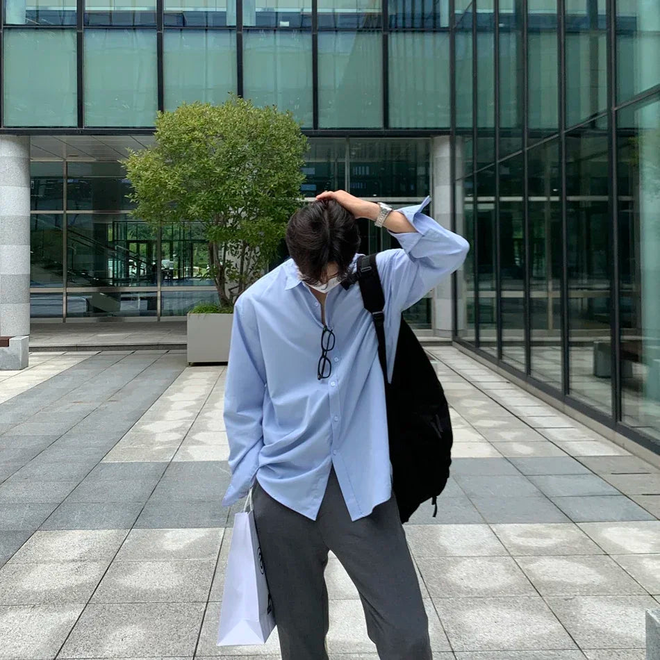 Oversized Casual Jacket Trendy Loose Shirt Men's Long-Sleeved Shirt Spring and Summer Brown TOP