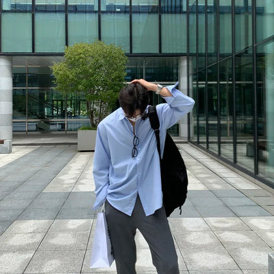 Oversized Casual Jacket Trendy Loose Shirt Men's Long-Sleeved Shirt Spring and Summer Brown TOP