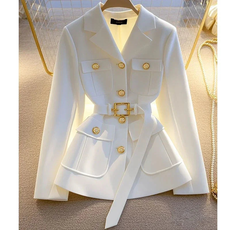 Women's Blazer Coat New 2025 Autumn Long Sleeve Casual Single Breasted Elegant Office Waist Ladies Suit Jacket lady Outerwear