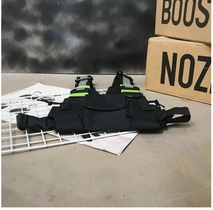 Multi-pocket Vest Bag for Men, Reflective Chest Bags, outdoor sport backpack сумка мужская bolso hombre bag for men mochilas 가방