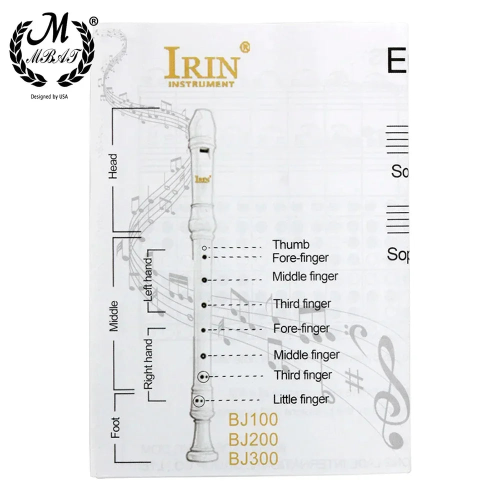 M MBAT ABS Flute Clarinet Recorder Soprano Long Flutes Baroque Recorder Fingering Musical Instrument Accessories Beginner Flute