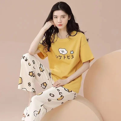 Women's New Pajamas Loungewear Set Women's Spring Summer Loungewear Can Be Worn Outside Plus Size Loose Casual Loungewear