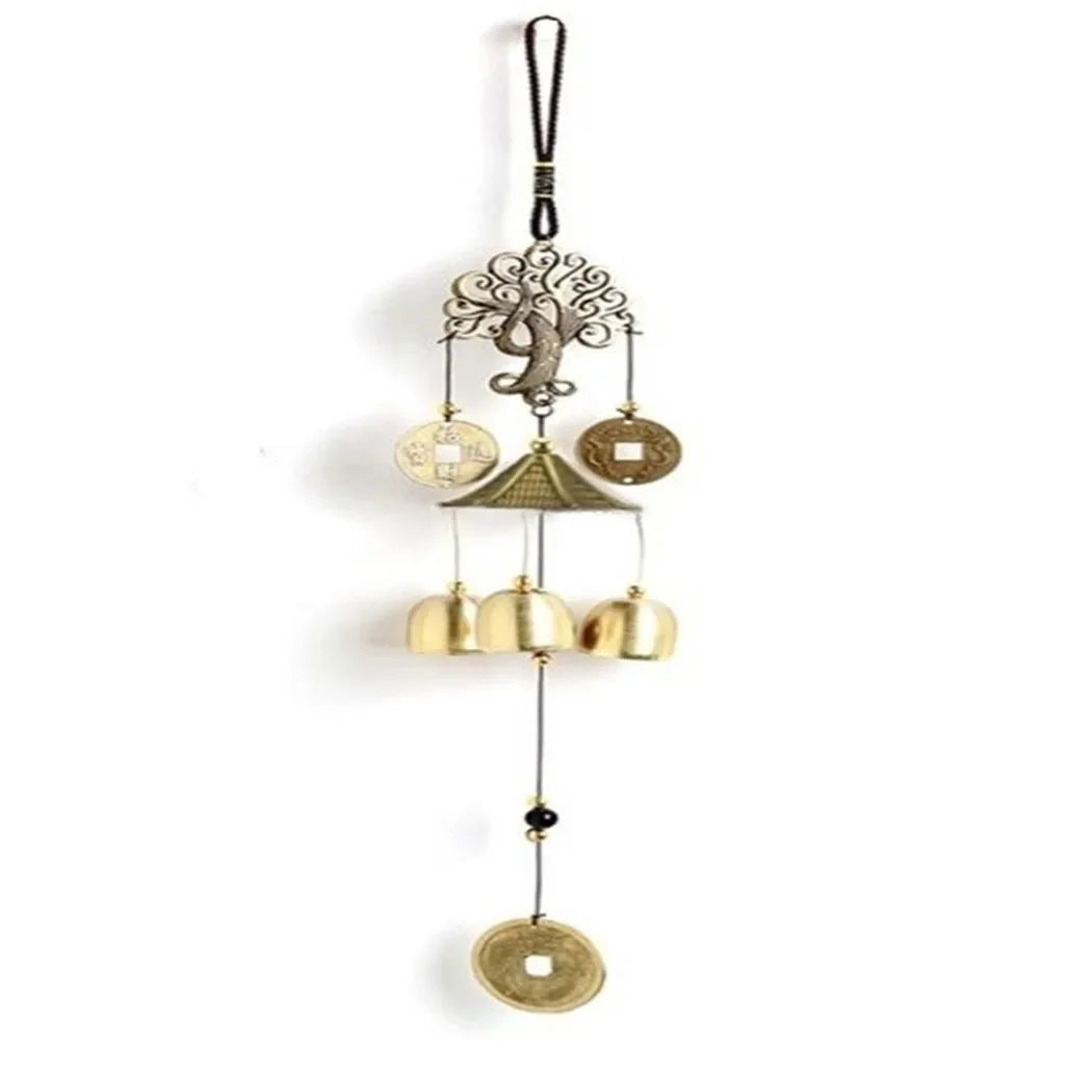 Metal Wood Money Tree Wind Chimes Bell Good Lucky Home Garden Outdoor Indoor Wall Hanging Use Elegant Sound Decorations