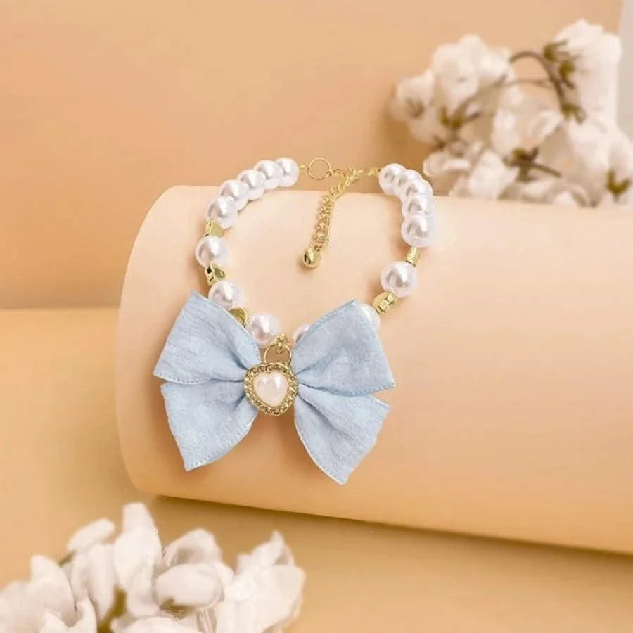 Pet pearl necklace, cat collar cat neck accessories Cat bib Pet dog small accessories neck jewelry, Valentine's Day New Year fur