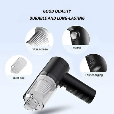 Portable wireless car vacuum cleaner, mini vacuum cleaner, powerful vacuum cleaner, portable USB car, 5500PA