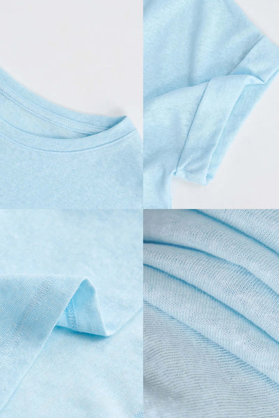 Women T Shirt Short Sleeve Cotton Linen Tops Crew Neck Oversize Dolman Plain Tees Spring Summer
