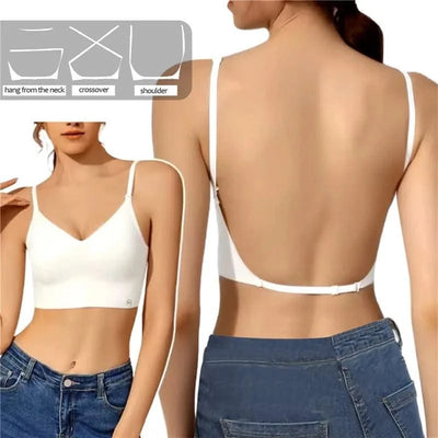Women Invisible Bra Deep U Plunge Bras Backless Top