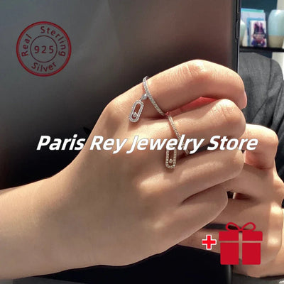 Luxury Classic S925 Inlaid Sliding High Beauty Ring Women's Jewelry Ring Luxury Party Girlfriend Anniversary Gift