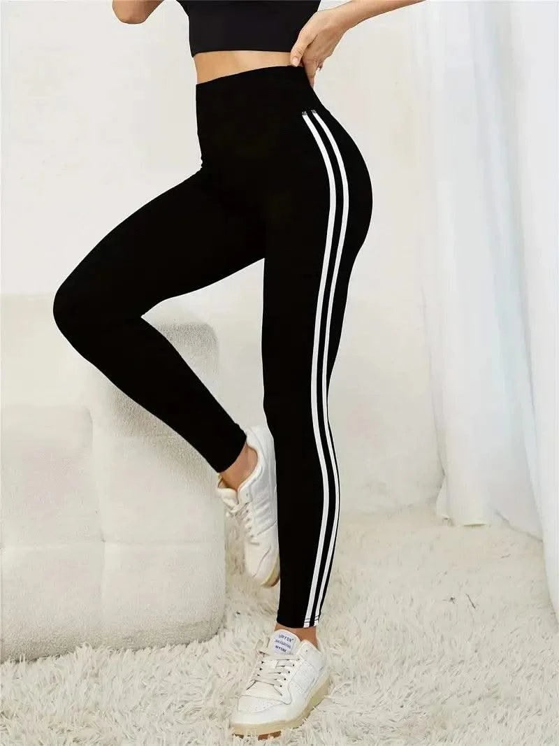 Women Side Stripe Sports Fitness Yoga Leggings Activewear