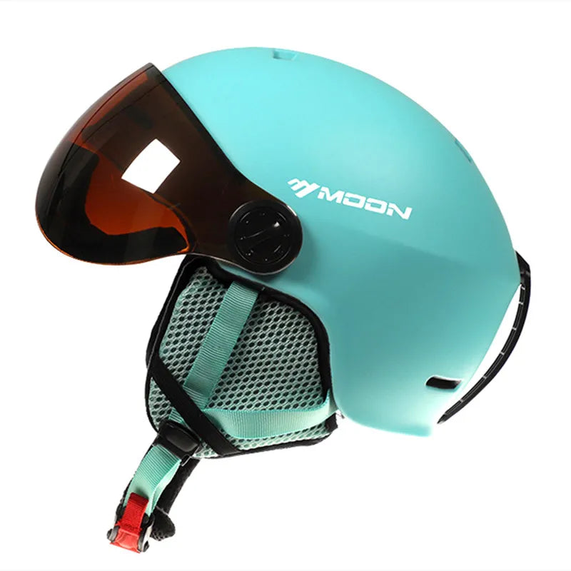 Motorcycle Helmet CE/ASTM Certified One-Piece PC+EPS Helmet with Goggles, Suitable for Skiing, Snowboarding, Outdoor Sports