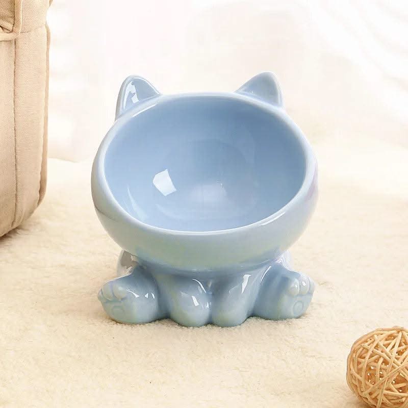 Cat And Dog Rice Bowl Pet Accessories Ceramic Diagonal High Feet Stable Cute Protection Cervical Spine Cat Dog Drinking Bowls ﻿