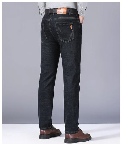 Men Fashion Straight Jeans Men 2024 New Stretch Slim Fit Pants Comfortable Soft Business Denim Trousers Male Brand Clothing