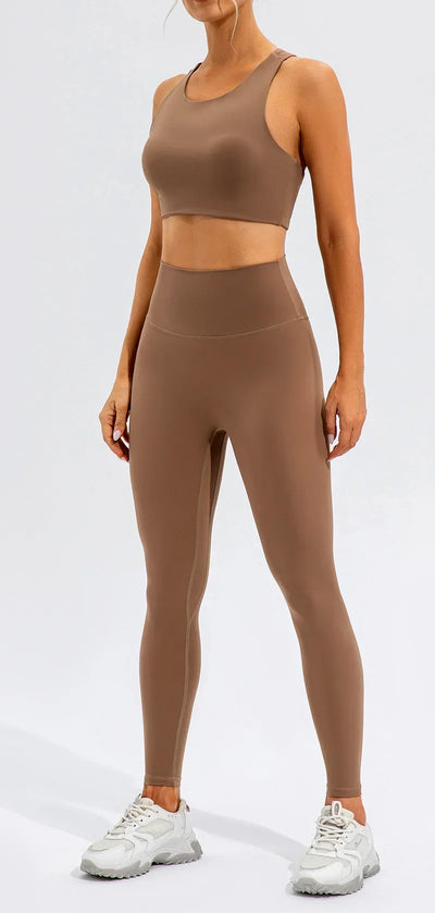 Women Yoga Set  2 Piece Workout Sportswear Gym Clothing Fitness Crop Top High Waist Push Up Leggings High quality Sports Suits