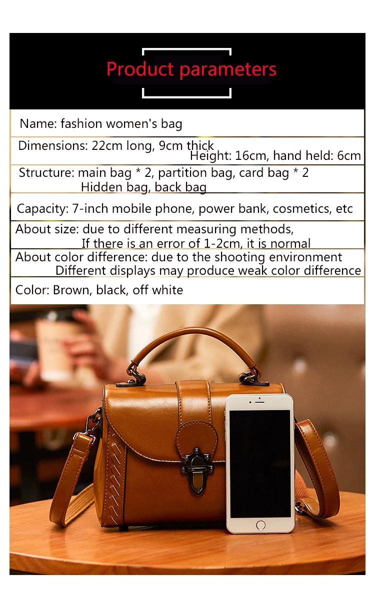 Women's Handbag Genuine Leather Hand Purses Luxury Fashion Female Shoulder The Tote Bag Designer With Top Handle Crossbody Bags
