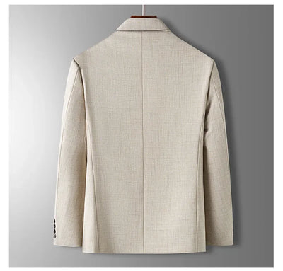 Spring Autumn Men's Blazer Luxury Plaid Jacquard Casual Suit Jacket Gray Blue Beige Loose Male Coat Costume Homme