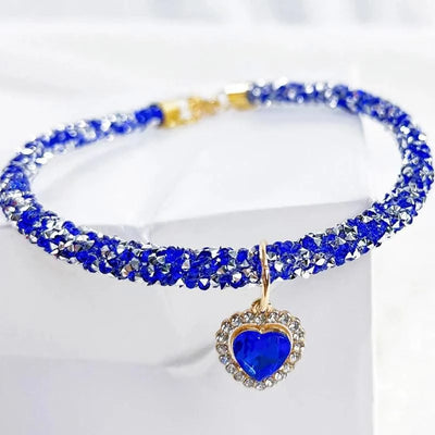 Adjustable Pet Necklace Cat Dog Collar with Diamond Zircon Heart Pendant Jewelry Luxury Metal Puppy Collars Dog Accessories