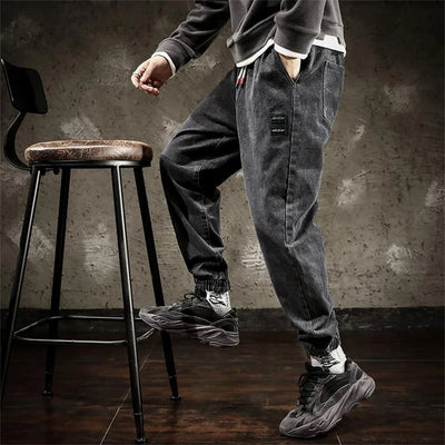 Spring Designer Fashion Men Jeans Retro Black Gray Vintage Casual Denim Harem Pants Ripped Jeans Men Wide Leg Taper Men Jeans