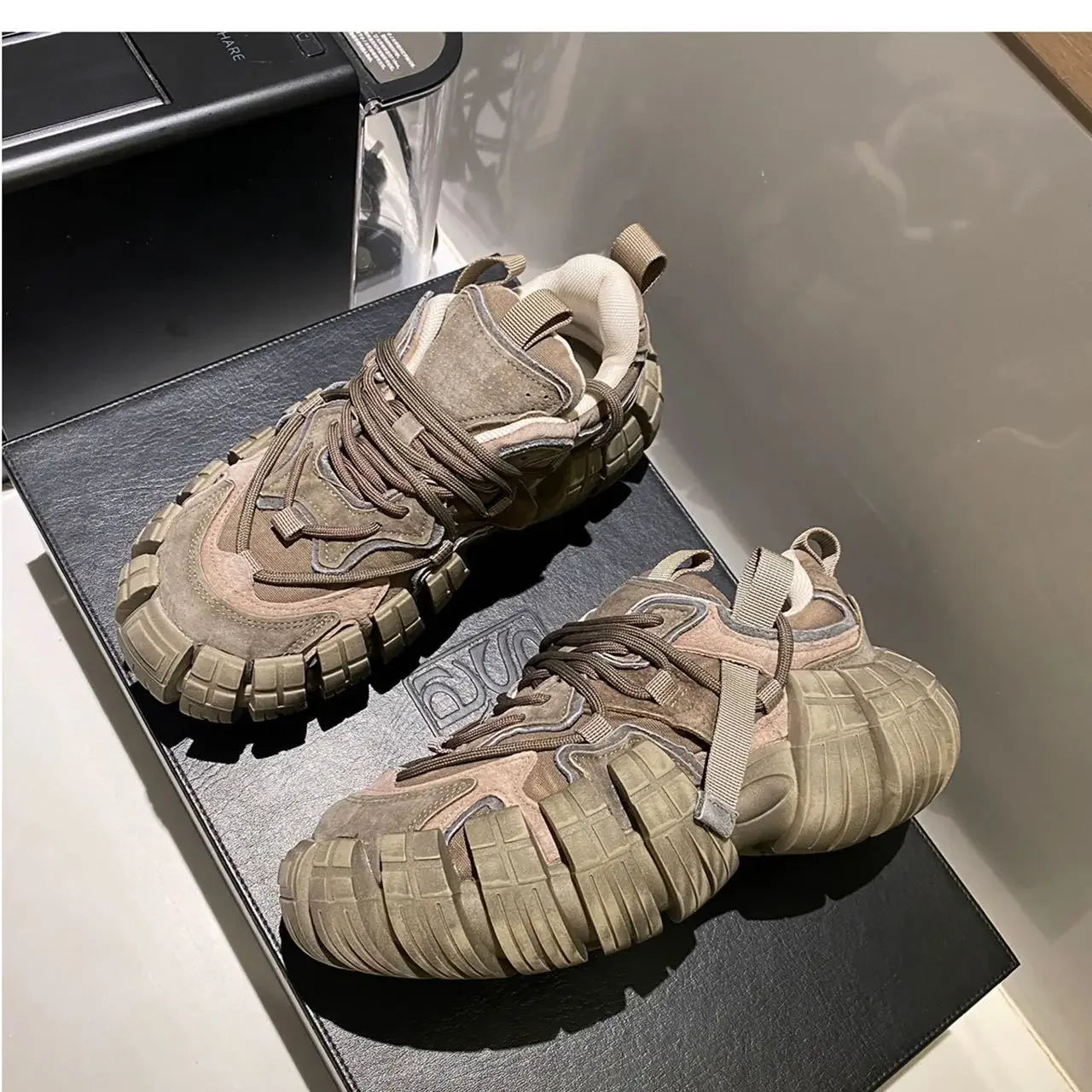 Chunky Sneakers for Women Fashion Platform White Leather Casual Dad Shoes Comfortable Wedge Walking Sport Sneakers
