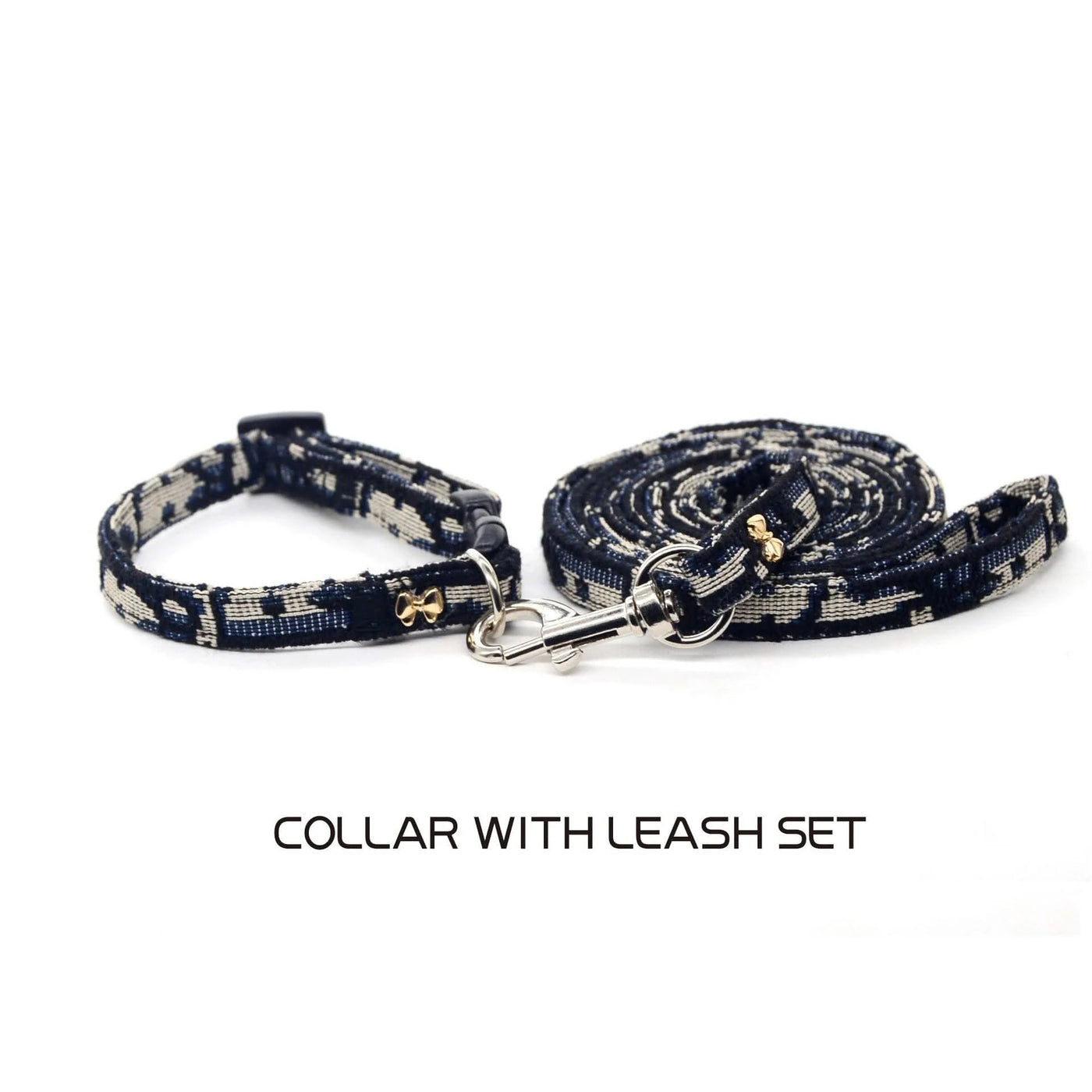 Simple and Stylish Pet Collar and Leash Set for Cats and Dogs - Cute, Durable, Safety Buckle with Bow Tie, Stain-Resistant