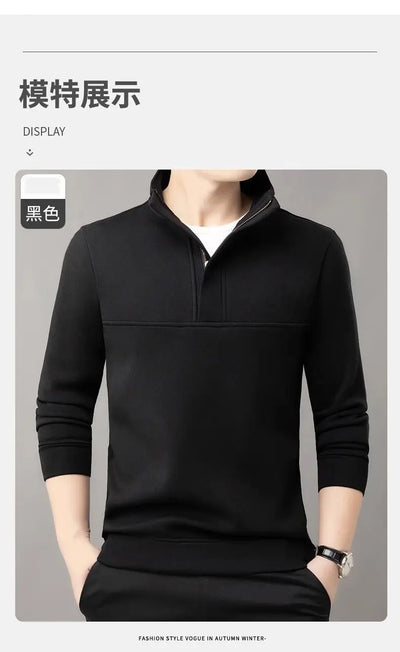 New Men's Sweatshirts Autumn and Winter Warm and Simple Personalized Trendy Tops Half-high Neck Base Shirt