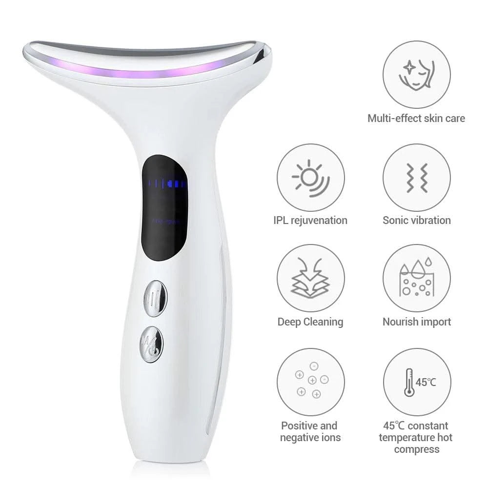 3 Modes Neck Beauty Device EMS Face Lifting Machine Double Chin Remover LED Anti Wrinkle Skin Tightening Facial Massager