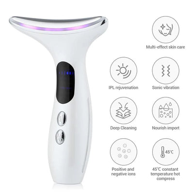 3 Modes Neck Beauty Device EMS Face Lifting Machine Double Chin Remover LED Anti Wrinkle Skin Tightening Facial Massager