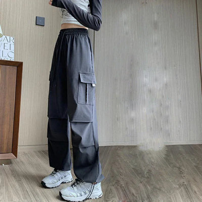 Fashion Women Joggers Pants Casual Female Chic Straight Cargo Pants Elastic High Waist Streetwear Slim Trousers Summer Thin