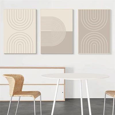 Modern Minimalist Wall Art Abstract Beige Lines Canvas Poster Painting Boho Print Wall Pictures Bedroom Living Room Home Decor